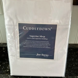 Cuddle Down 400TC Sateen White Flat King Sheet 108”x 115” 100% Cotton - Picture 1 of 5