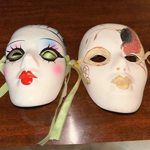 Zwei (2) dekorative Karneval Maske 4,5 "x 3" rosa Wangen Wandkunst - Bild 1 von 2