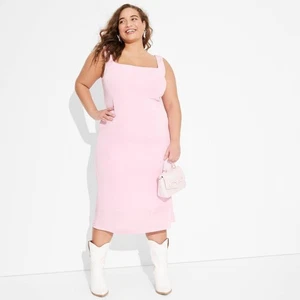 NWT Women's Square Neck MIDI Dress - Wild Fable™ Light Pink XXL - Picture 1 of 1