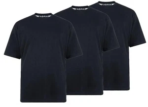 Camiseta de cuello redondo lisa Fabrik con paquete de 3 para hombre en negro, 2XL-8XL - Imagen 1 de 1