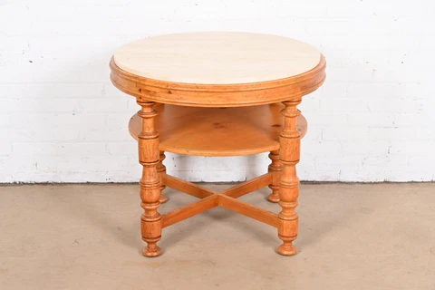 Baker Furniture Italian Provincial Carved Pine Travertine Top Tea Table Cover