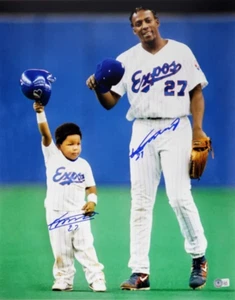 Vladimir Guerrero Sr. & Vladimir Guerrero Jr. Dual Signed (Beckett) Montreal Exp - Foto 1 di 4