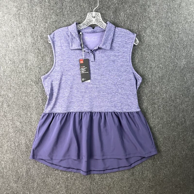 Under Armour Golf Polo Womens Large Purple Sleeveless Heatgear Summer Colorblock - Image 1 of 4