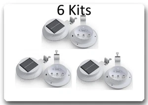 6 Kits Outdoor Solar Powered 3 LEDs Wall Path Landscape Mount Garden Fence Light - Picture 1 of 5