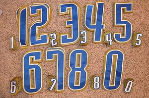 ROYALBLAU-WEISS-GOLD Hockey Trikot Rücken + Ärmel Tackle Twill Nummer Set Kit 135 - Bild 1 von 1