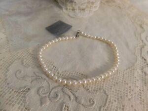 Honora White Pearl Beaded Bracelet Anklet 9" Sterling Clasp 925 NWOT 