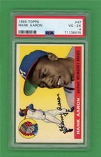 1955 Topps #47 Hank Aaron *** PSA VG-EX 4 *** Milwaukee Braves old baseball card