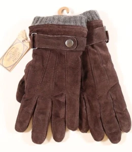 FAT FACE - SOFT SUEDE LEATHER WOOL KNIT LINED GLOVES - BROWN - MEN - ONE SIZE - Picture 1 of 11