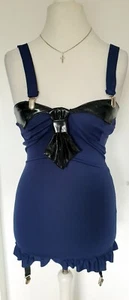 Kleid Minikleid Leg Avenue blau schwarz Strapshalter Strapse Größe S M neu - Bild 1 von 11