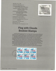 USPS Souvenir First Day Of Issue Comm Stamp 7/5/88 Flag With Clouds 25c - Picture 1 of 1
