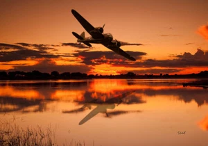 Bristol Blenheim sunset over lake canvas prints various sizes free delivery  - Picture 1 of 1