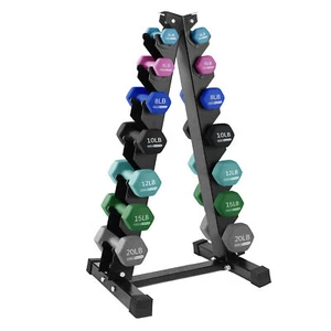 HolaHatha 146 Pound Neoprene Dumbbell Full Body Weight Set with Storage Rack - Picture 1 of 1