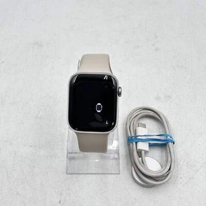 Factory Unlocked Apple Watch Series 7 45MM Silver MKJD3LL/A w/ Sport Band - Zdjęcie 1 z 11