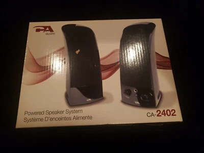 CA-2402 Cyber Acoustics 2.0 Powered Speaker System, Black 646422002262 - Image 1 of 4