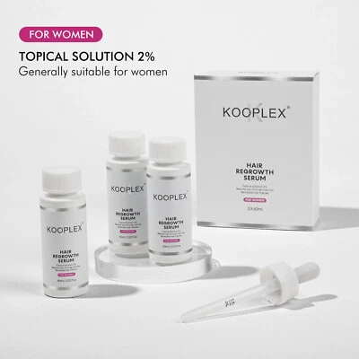 3 x 60ml Kooplex 2% Minoxidil Hair Loss Regrowth Serum Treatment Women 3 Months - image 1 of 4