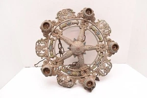 Vintage Silber ART DECO KRONLEUCHTER LEUCHTE 5 FLAMMIG DECKENBEHANG Antik - Bild 1 von 16
