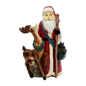 Santa With Reindeer Christmas Decoration Figure - Picture 1 of 3