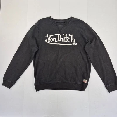VON DUTCH Sudadera XXL Negro Hombres Mezcla de Algodón Pullover Gráfico - Imagen 1 de 4