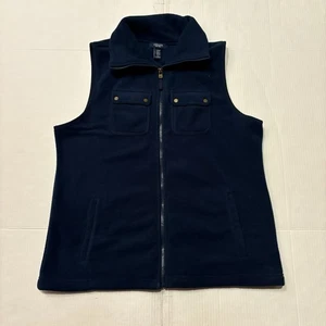 Chaps Jacket Womens XL Blue Fleece Full Zip Sweater Vest Casual Sleeveless - Picture 1 of 6