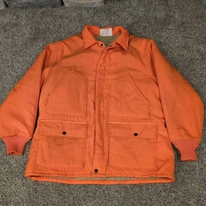 Vtg Walls Blizzard-Pruf Mens Large Orange Hunting Jacket Coat Quilted Insulated - Picture 1 of 9