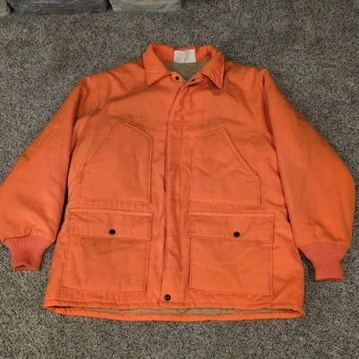 Vtg Walls Blizzard-Pruf Mens Large Orange Hunting Jacket Coat Quilted Insulated - Image 1 of 4