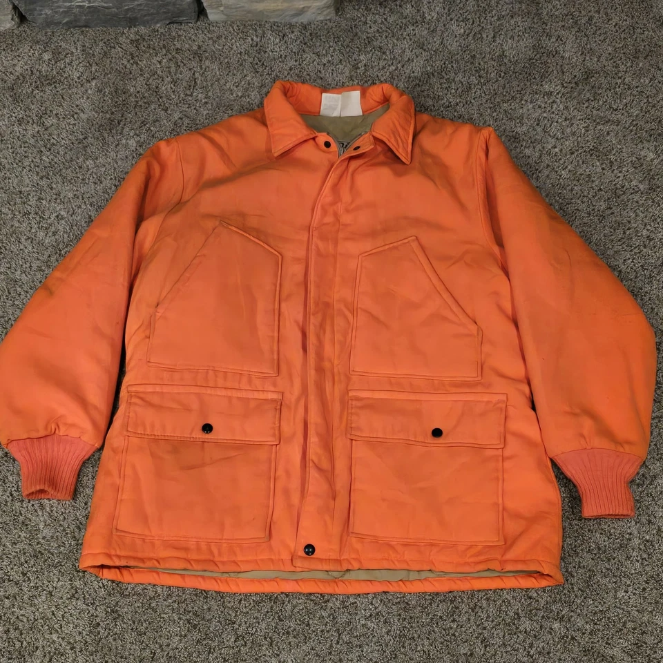 Vtg Walls Blizzard-Pruf Mens Large Orange Hunting Jacket Coat Quilted Insulated - Image 1 of 4