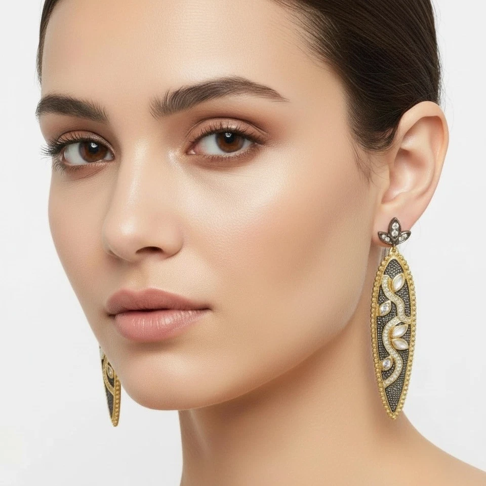 Серьги Freida Rothman 925 Fleur Leaflet MOP & CZ 14K и родиевое покрытие новые без ценников - Изображение 1 из 4