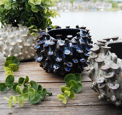 Jarrón coral porcelana hecho a mano pequeña maceta decoración de escritorio 4" (anémona de mar SRI) Foto 1 de 4