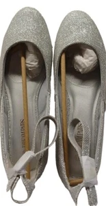 New In Box Dream Pairs Revona Silver Glittery Round Toe Ankle Strap Flats 9 1/2 - Picture 1 of 13