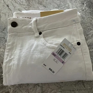Michael Kors Damen Hose weiß neu mit Etikett weich Denim gold GR. 6 Izzy Skinny Ankle LESEN - Bild 1 von 19