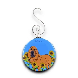 Bloodhound Sunflower Mini Ornament Handmade Holiday Stocking Stuffer Gift Decor - Picture 1 of 15