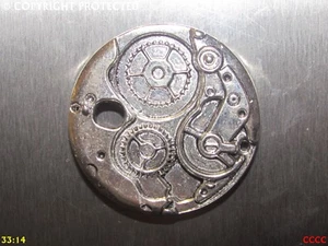 steampunk silver fridge magnet clock workings mechanical - Picture 1 of 2