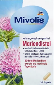 MIVOLIS LIVER POWER MILK THISTLE CHOLINE 30 TABLETS COATED TABLETS METABOLISM HEALTHY - Picture 1 of 3