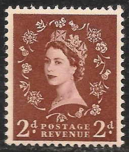 Gran Bretaña #295b (SG #518a) en estado bastante bueno MLH - 1954 2p Reina Isabel - Imagen 1 de 1
