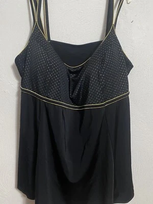 Новый с Ярлыками - CATHERINES черный и золотой Flowy цельный плавать платье/купальник 32W - Изображение 1 из 4