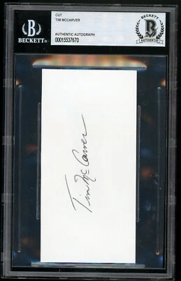 TIM McCARVER Signed Cut Index Card Auto Beckett BAS Certified Authentic - Image 1 of 2
