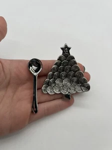 Árbol de bodega de sal para pastel de barro árbol de Navidad de metal plateado y cuchara pequeña - Imagen 1 de 4