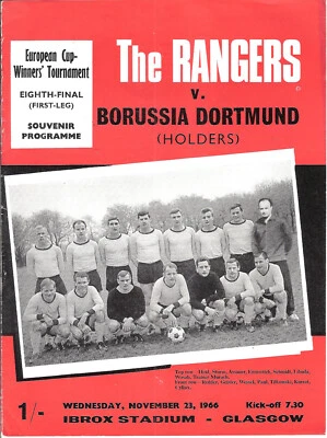 Vintage GLASGOW RANGERS 1966/67 v Borussia Dortmund ECWC (1) - Image 1 of 2