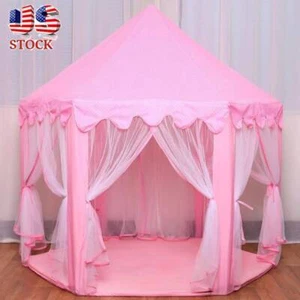 Girls Pink Princess Castle Playhouse Children Kid Play Tent Outdoor Indoor Light - Picture 1 of 14
