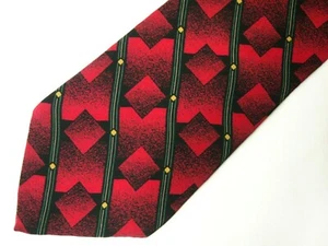 Vtg Cellini Mens Necktie Tie Magenta Red Black Green Geometric 61" Long - Picture 1 of 4