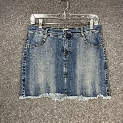 Falda Vintage Sin Límites Juniors 7 Azul Mini Denim Jean Elastizada Y2K Borde Crudo Foto 1 de 4