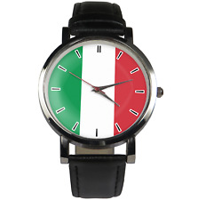 Italy flag wristwatch. Black or brown strap