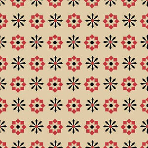 Clothworks Wigglebutts  Khaki Geometric Flower Y2841-12  Beige fabric