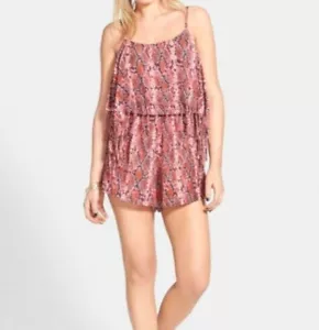 Volcom Urban Tribe Shorts Swim Cover Up Romper, Pink Snake, Size Small - NWT - Picture 1 of 3