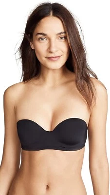 Sujetador balconette sin tirantes con aros negro liso talla 30G Natori 238081 para mujer Foto 1 de 3