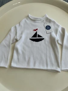 cPc Childrenswear Fraser Roll Neck Bright White Sailboat Sweater Size 5 - Picture 1 of 7
