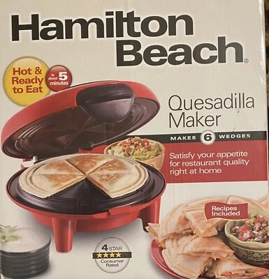 Hamilton Beach Quesadilla Maker 6 Wedge Non Stick Surface - Red - NEW - Image 1 of 4