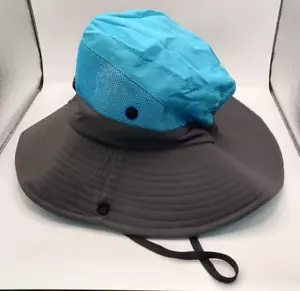 Wide Brim Ponytail Sun Hat UV Protection Foldable Cooling Mesh Blue SunShade New - Picture 1 of 10