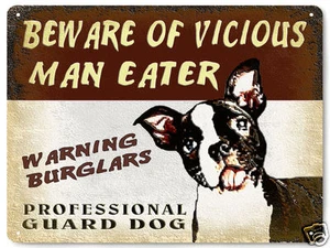 Boston Terrier METALL Schild tolles Geschenk Vintage Stil Haustier Hund lustige Wanddekoration 507 - Bild 1 von 1