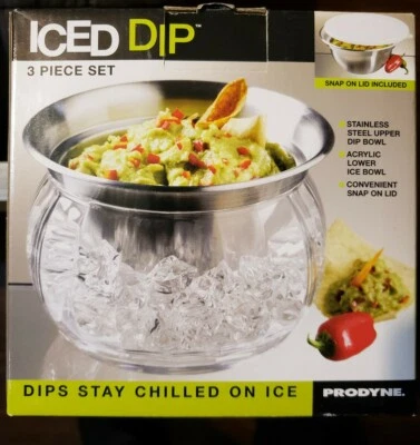 NEW Prodyne ICED DIP 3 Piece Serving Set (2010/IC-6) Stainless Steel Dip Bowl - Image 1 of 2